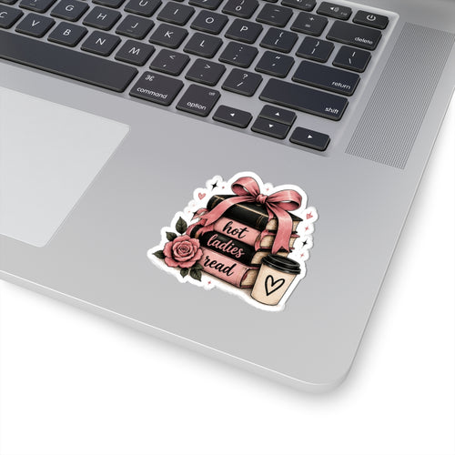 Books & Coffee Sticker — “Hot Ladies Read” Kiss-Cut Vinyl Sticker