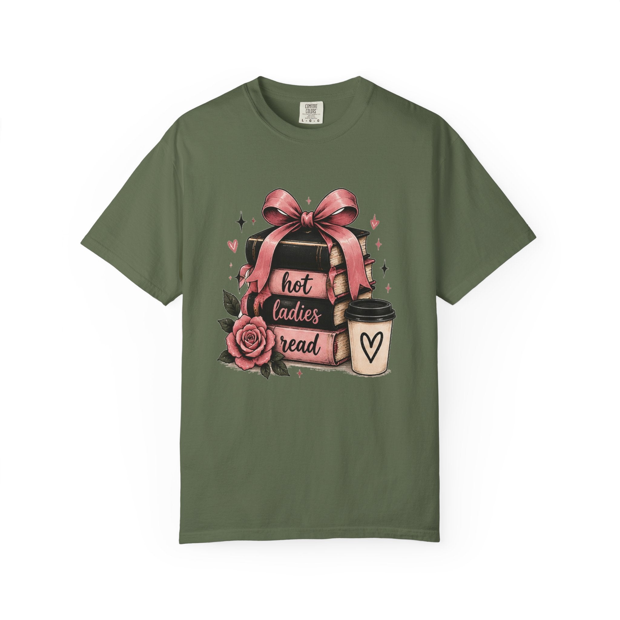 Hot Ladies Bread T-shirt | Coffee Cup, Rose Ribbon Bakery Illustration