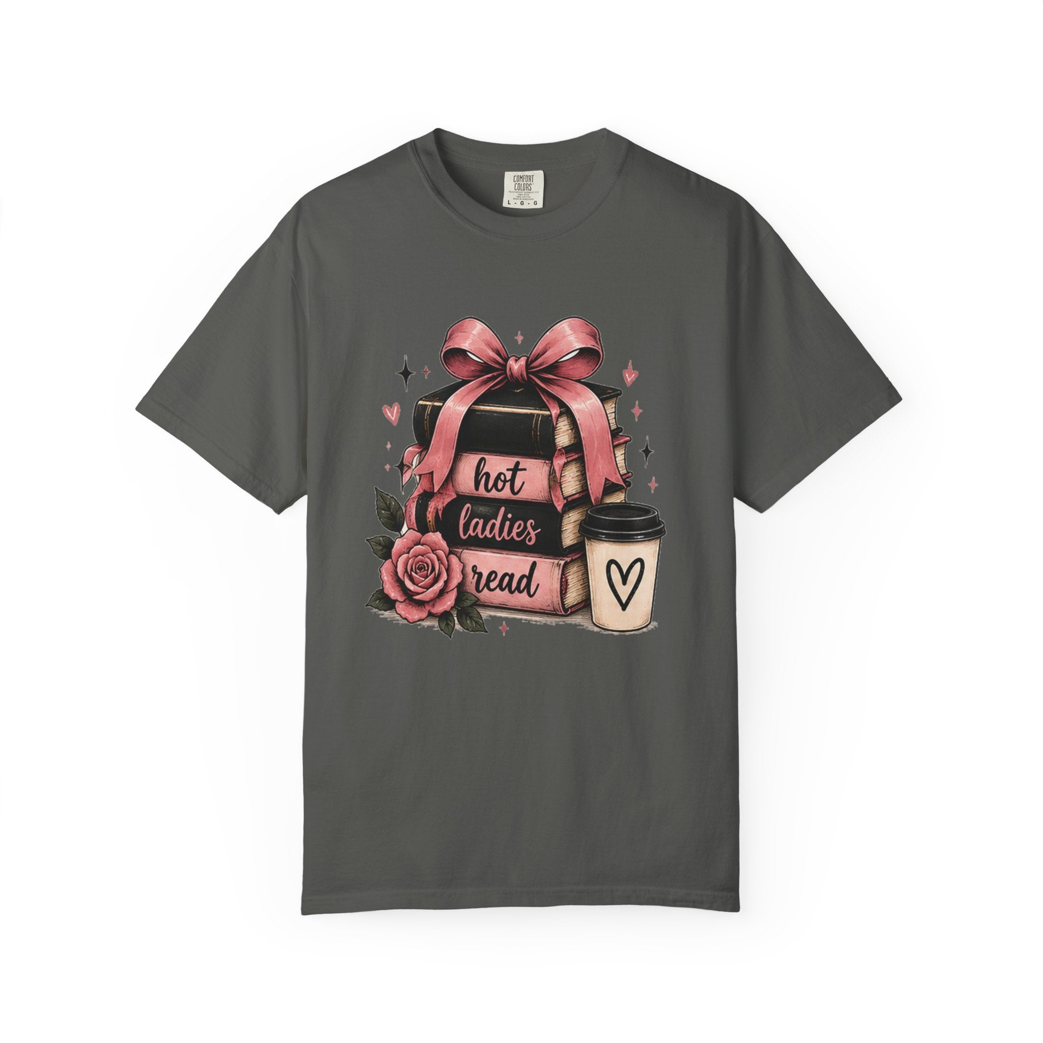 Hot Ladies Bread T-shirt | Coffee Cup, Rose Ribbon Bakery Illustration