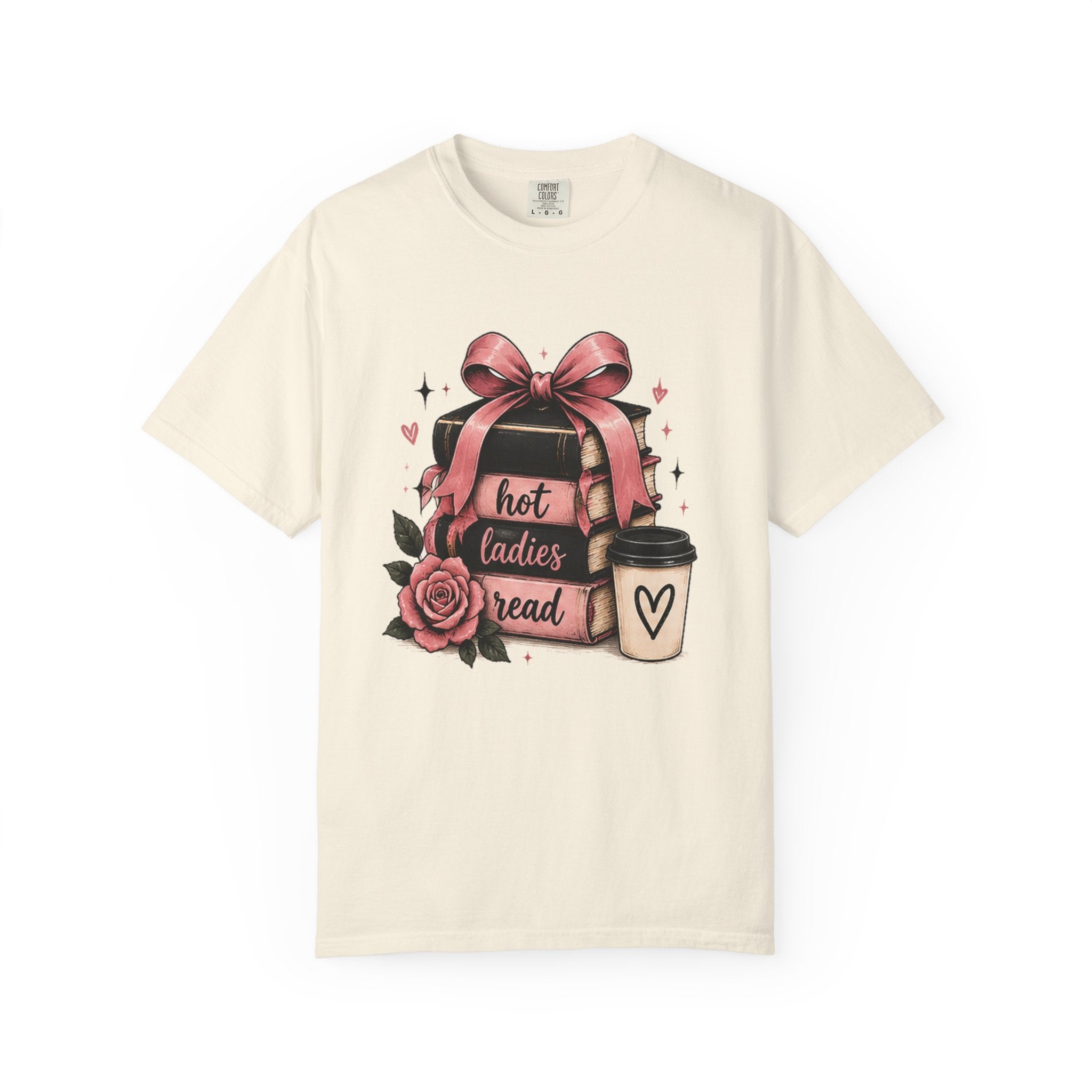Hot Ladies Bread T-shirt | Coffee Cup, Rose Ribbon Bakery Illustration