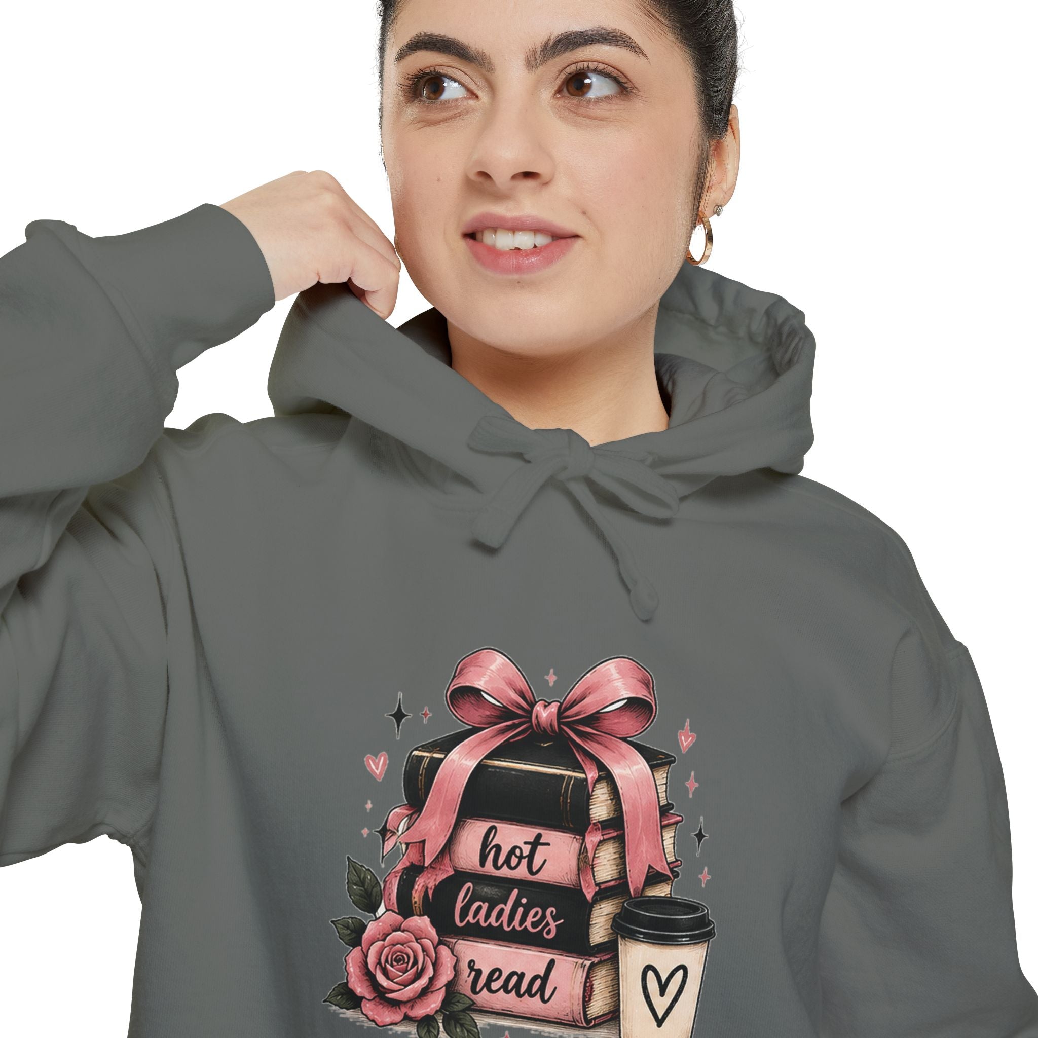 Hot Toddy & Roses hoodie | cozy mug, ribbon heart graphic