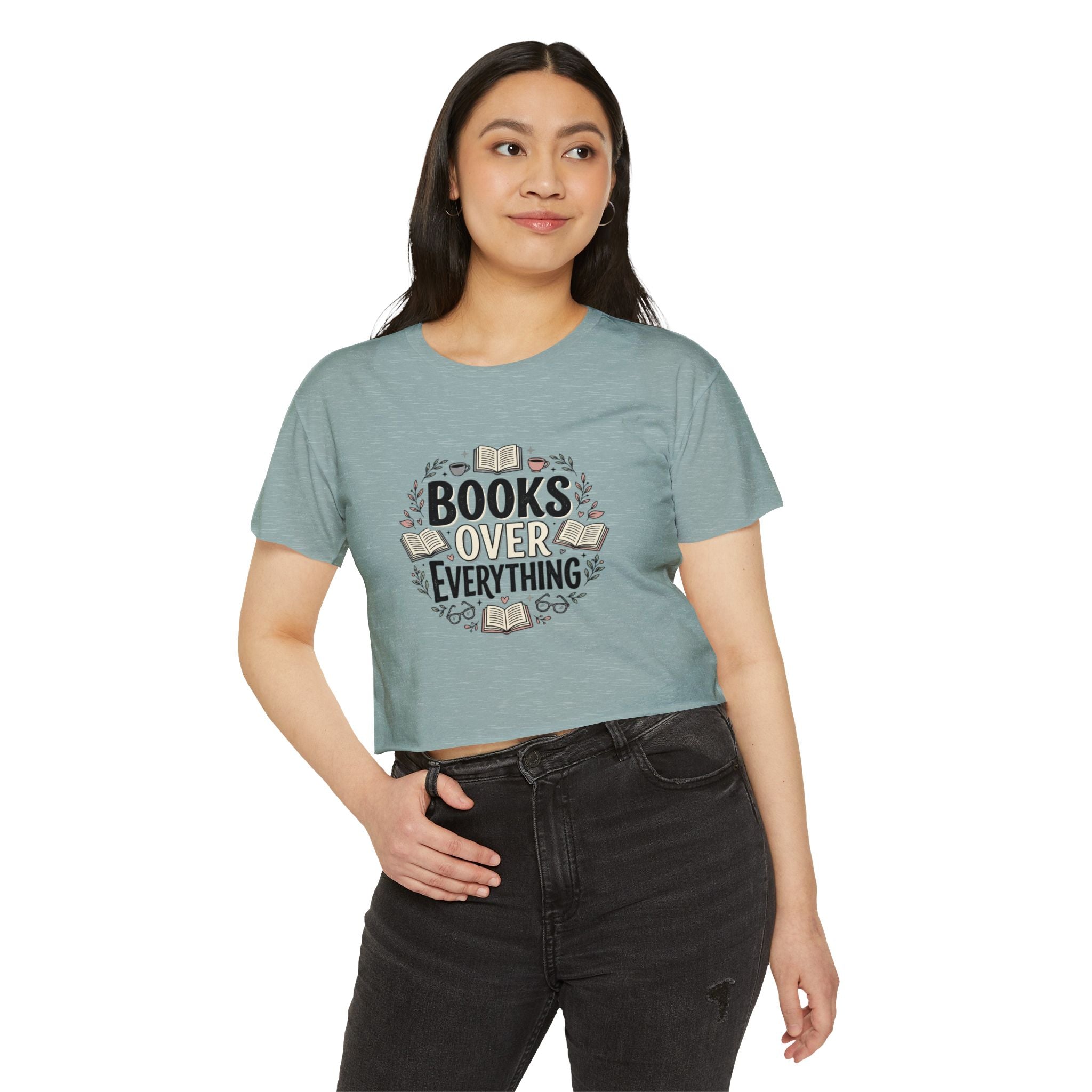 Books Over Everything Crop Top — Women's Literary Festival Tee