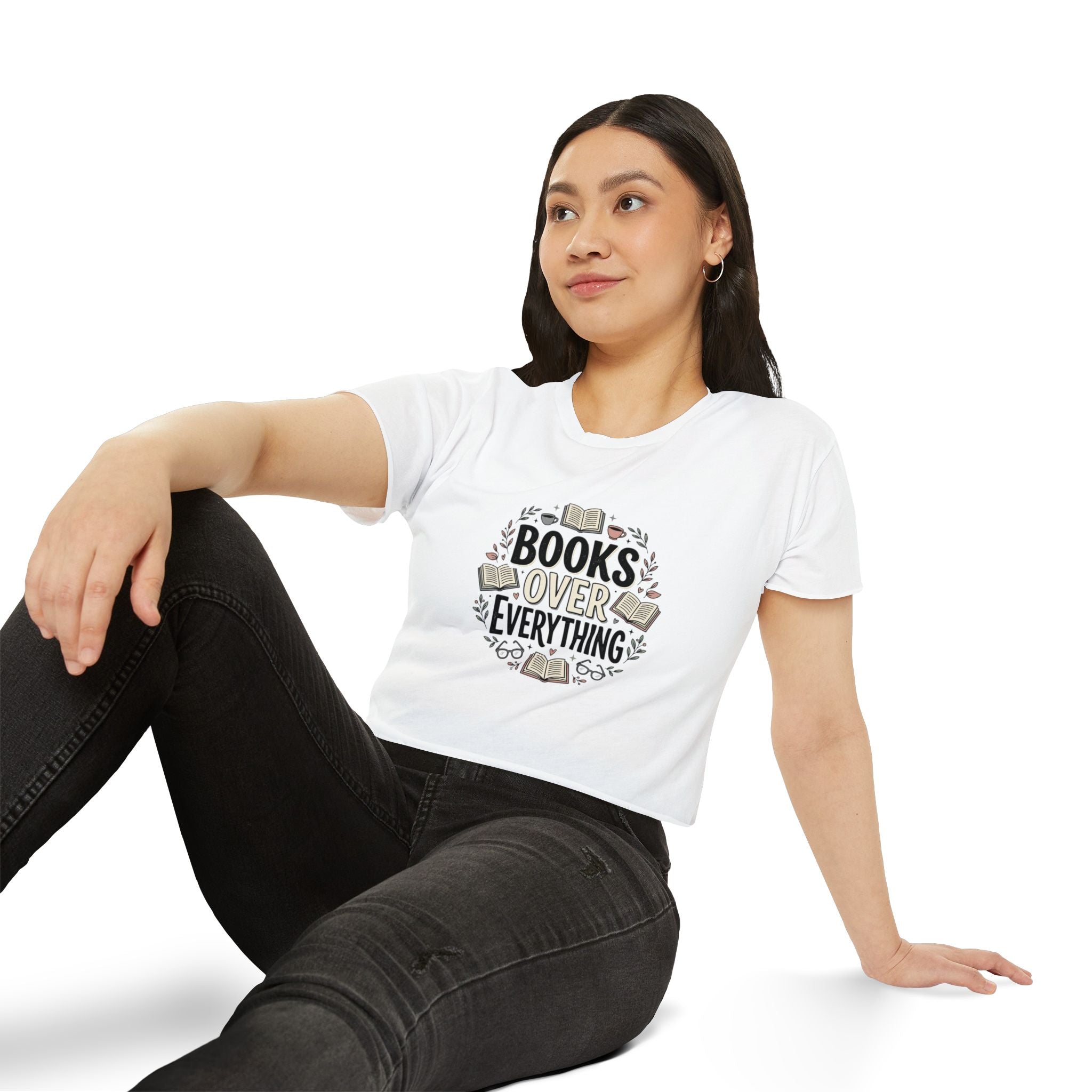 Books Over Everything Crop Top — Women's Literary Festival Tee