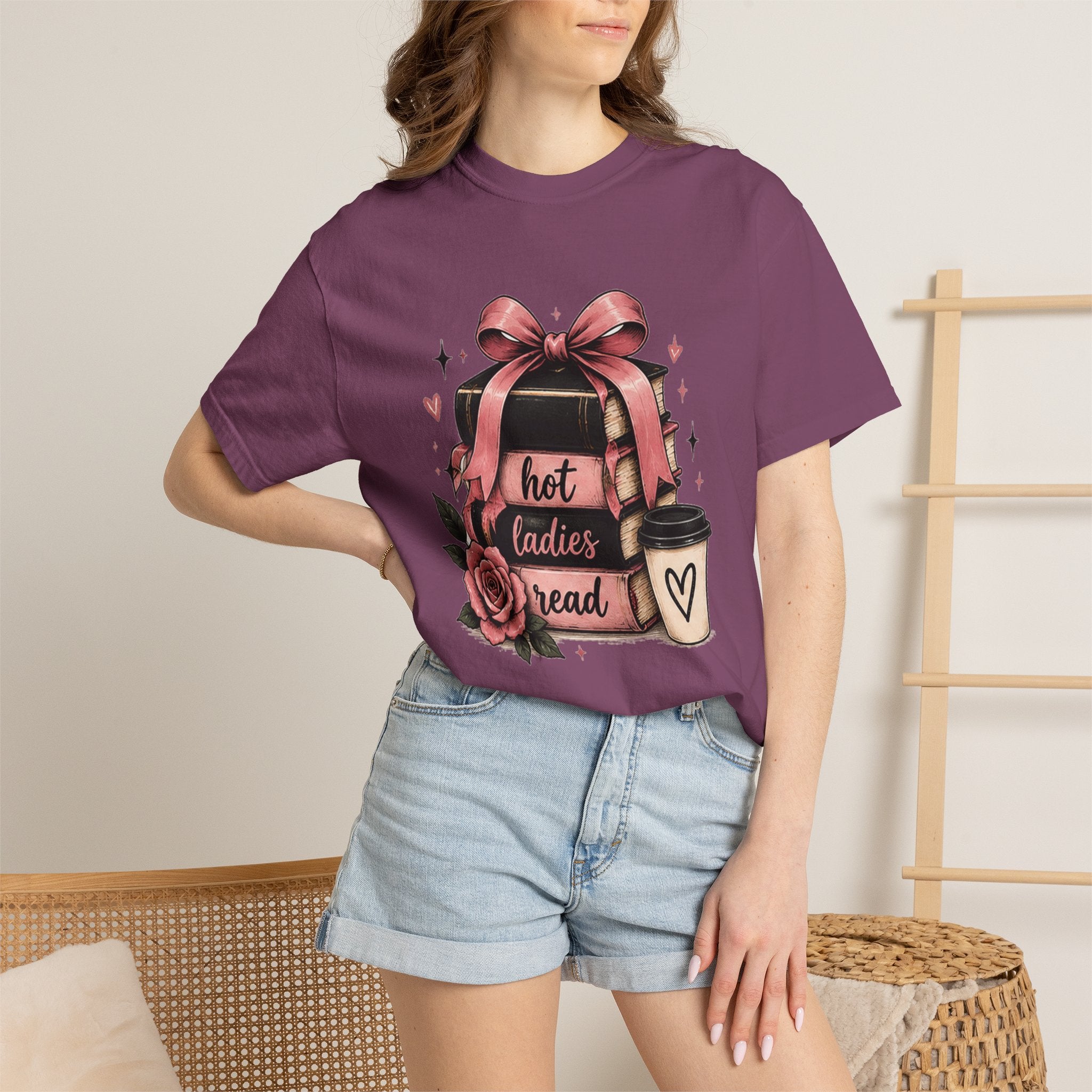 Hot Ladies Bread T-shirt | Coffee Cup, Rose Ribbon Bakery Illustration