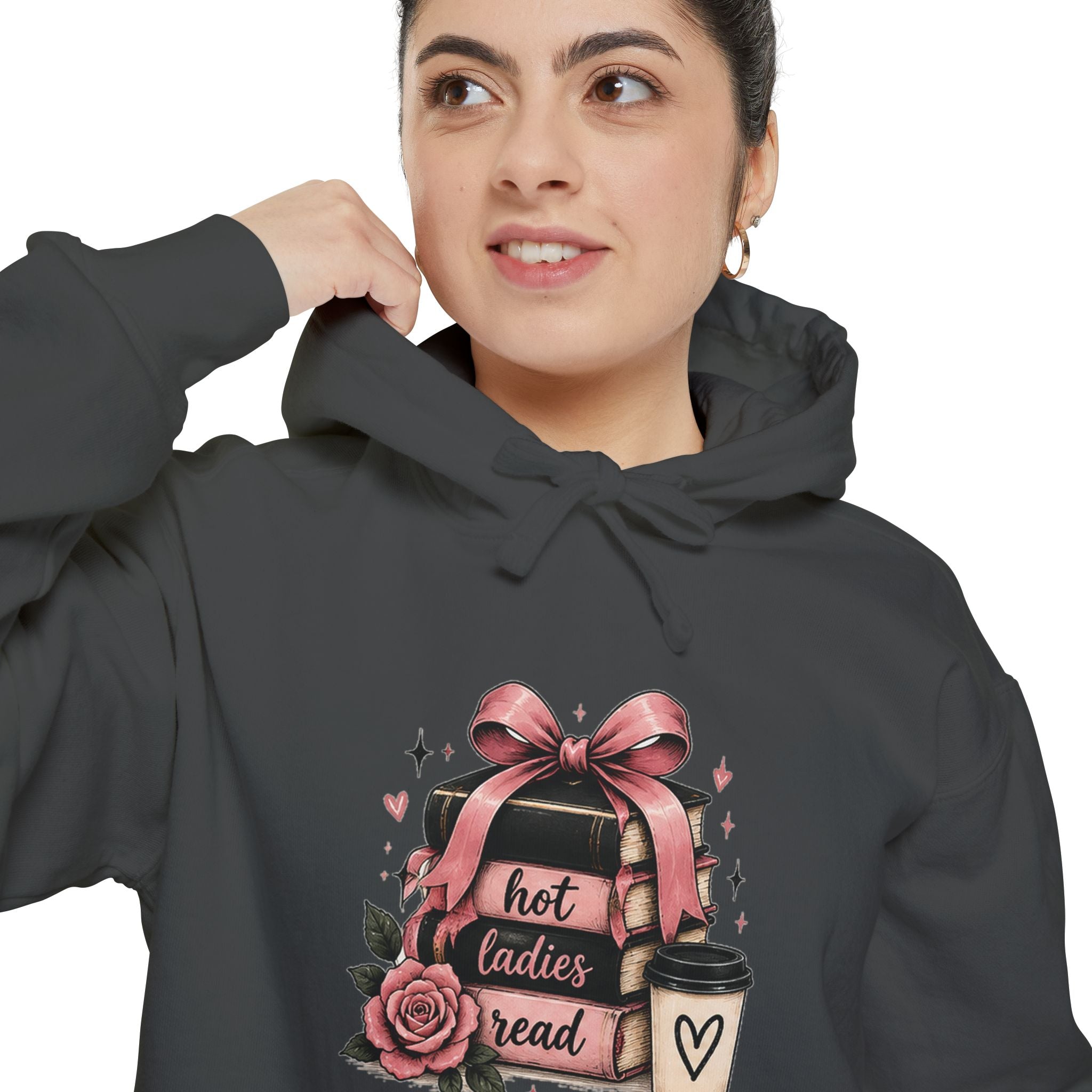 Hot Toddy & Roses hoodie | cozy mug, ribbon heart graphic
