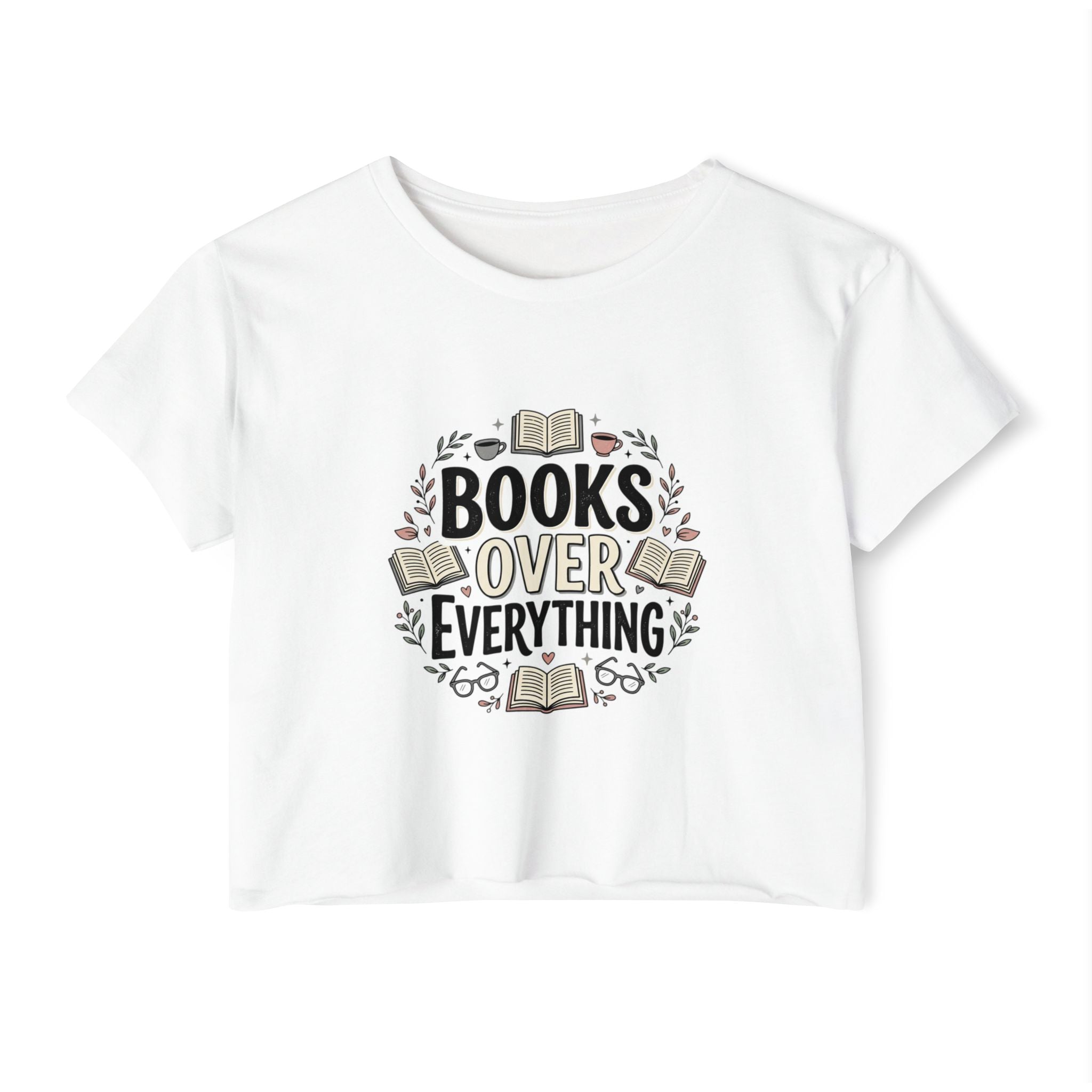 Books Over Everything Crop Top — Women's Literary Festival Tee