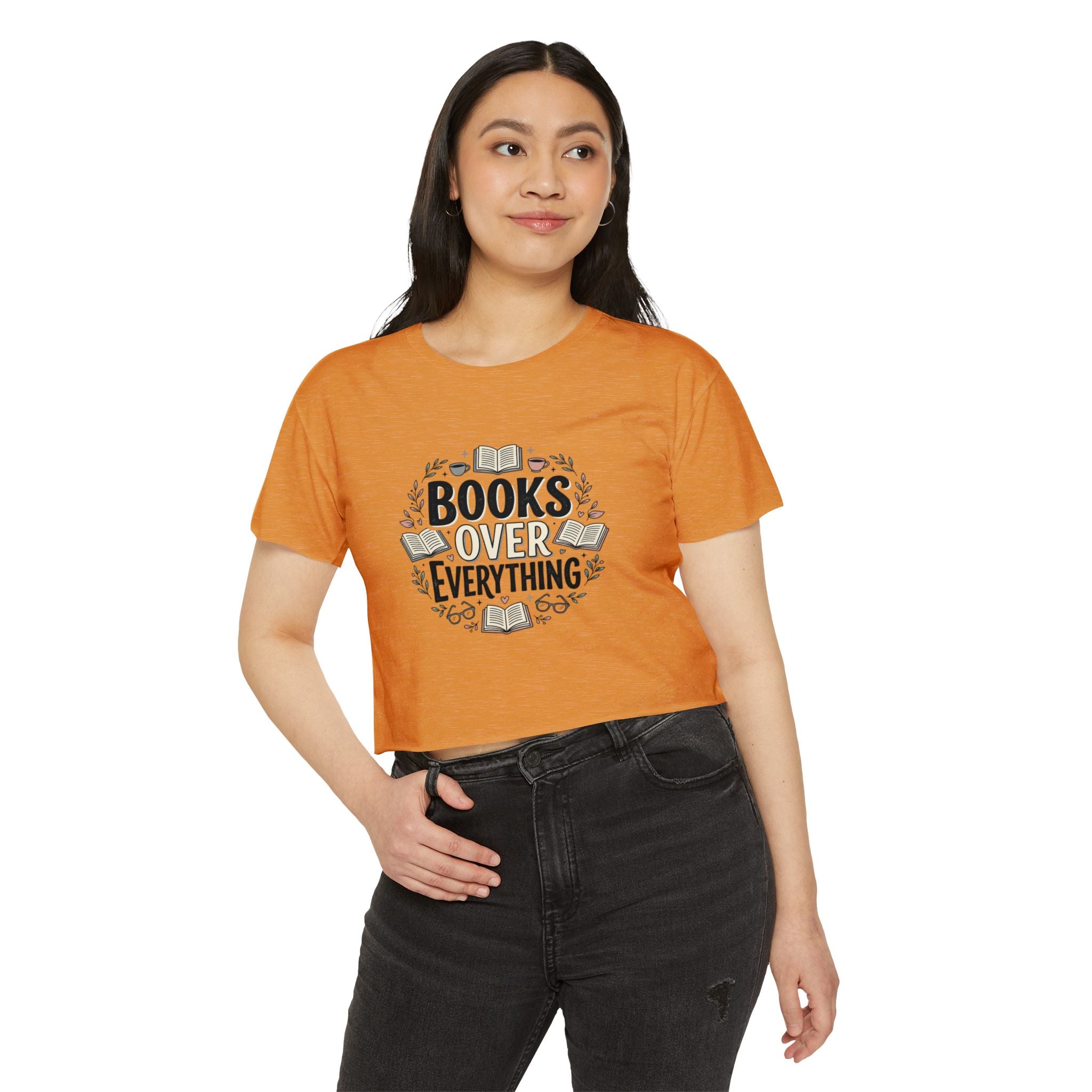 Books Over Everything Crop Top — Women's Literary Festival Tee
