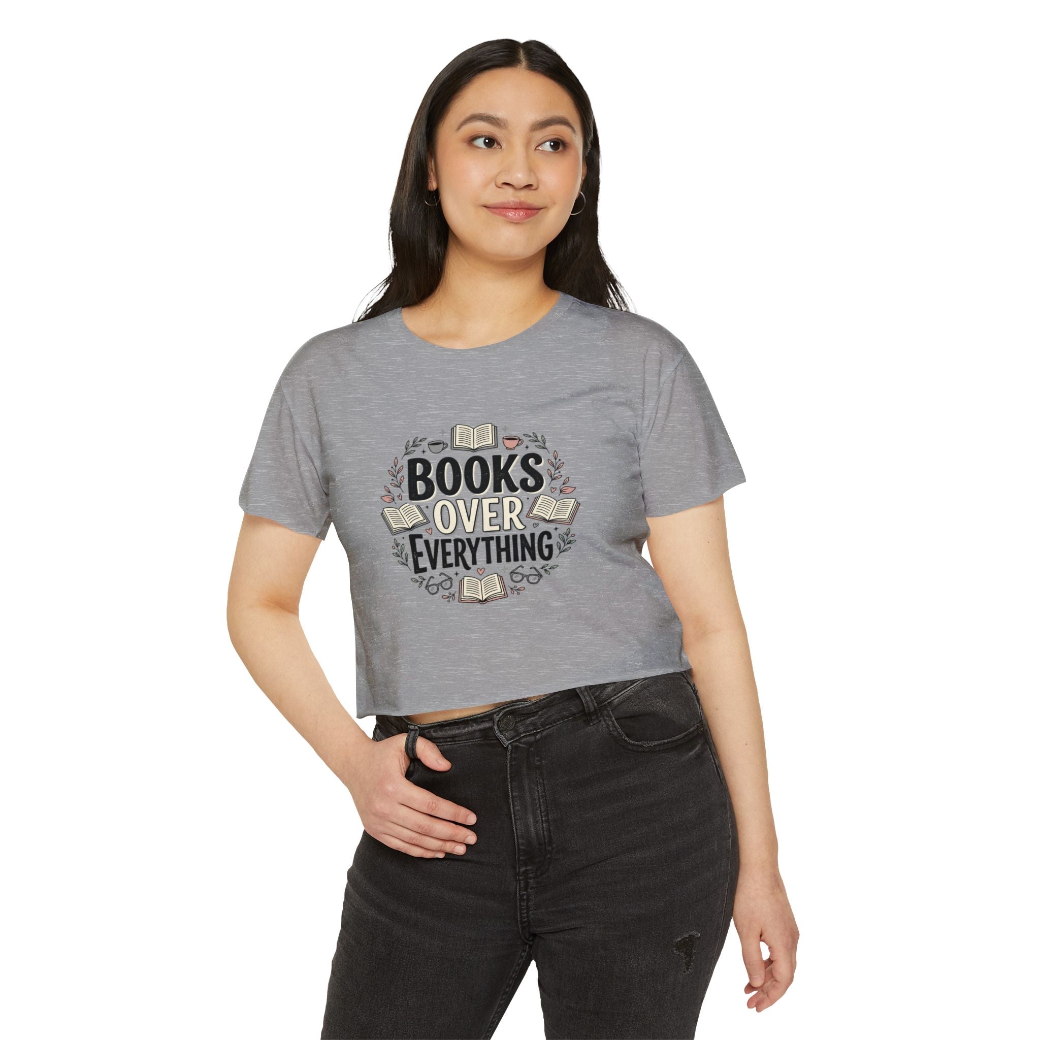 Books Over Everything Crop Top — Women's Literary Festival Tee