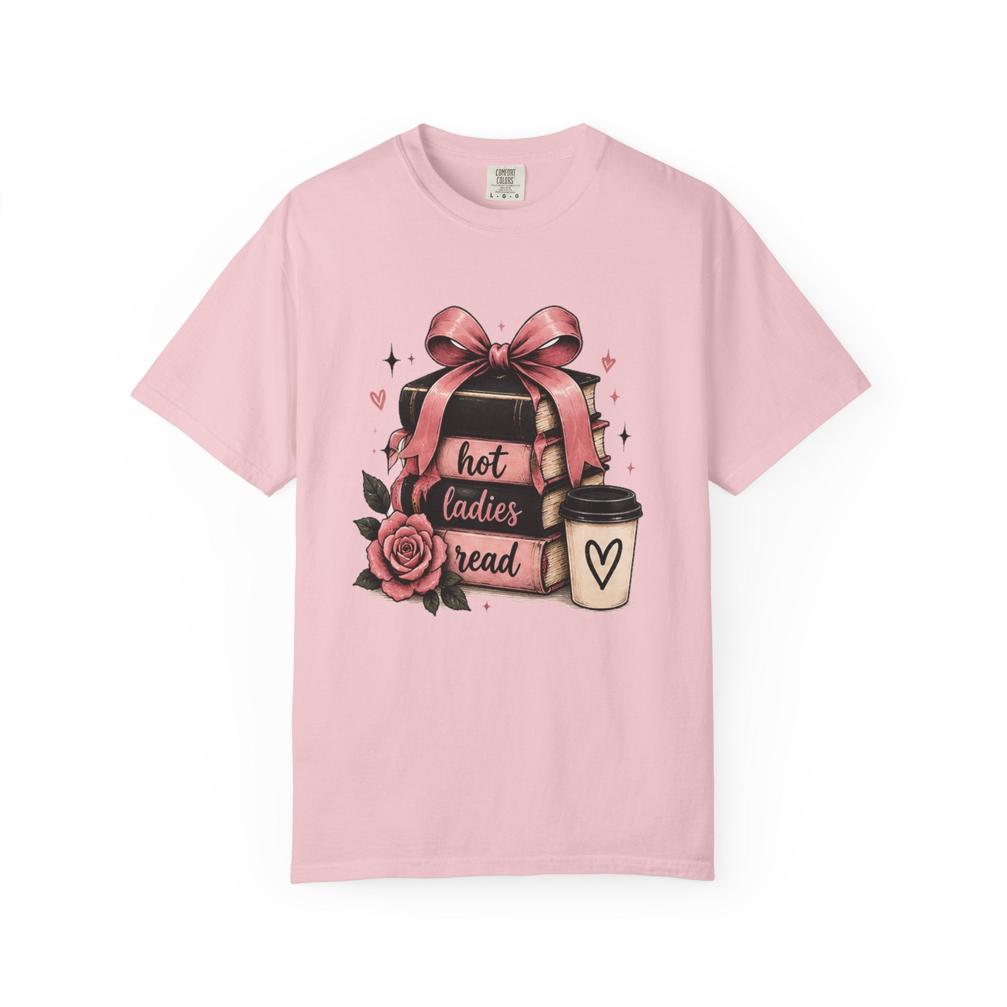 Hot Ladies Bread T-shirt | Coffee Cup, Rose Ribbon Bakery Illustration