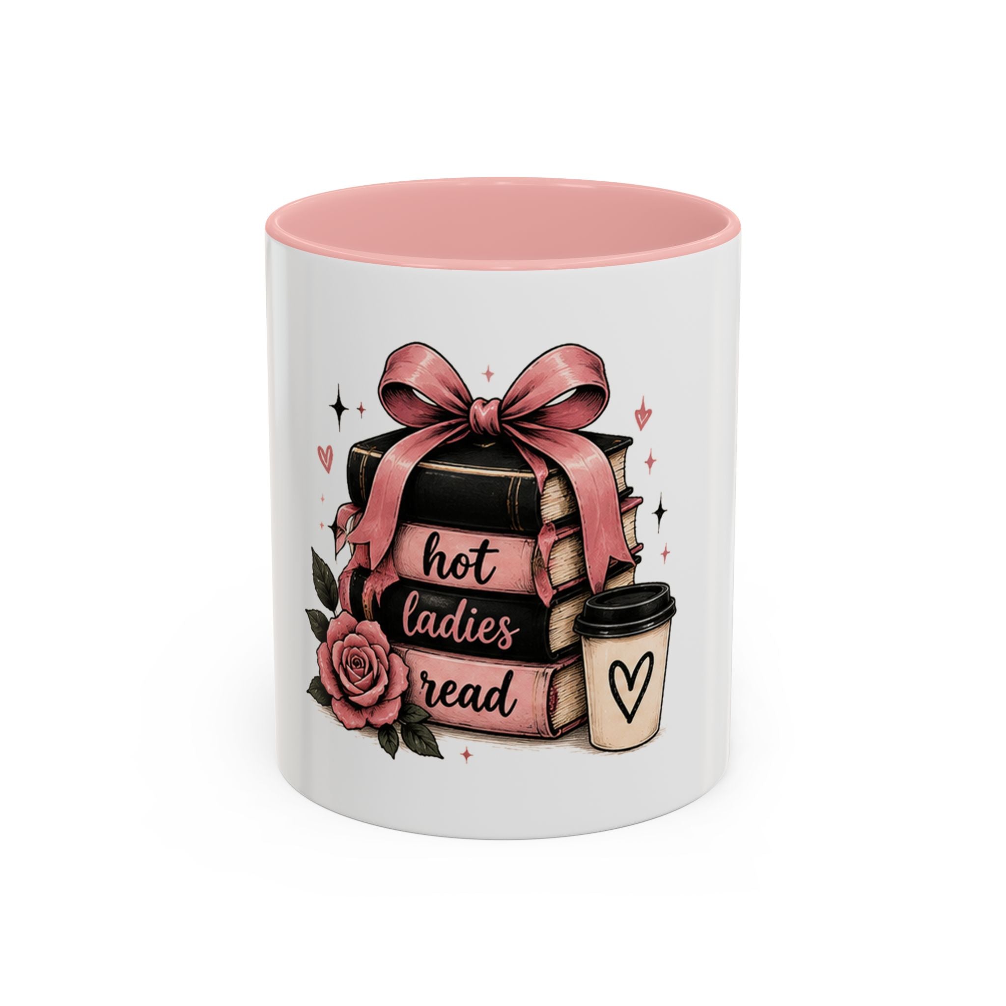 Hot Ladies Read stack of books coffee mug | Bookish coffee mug