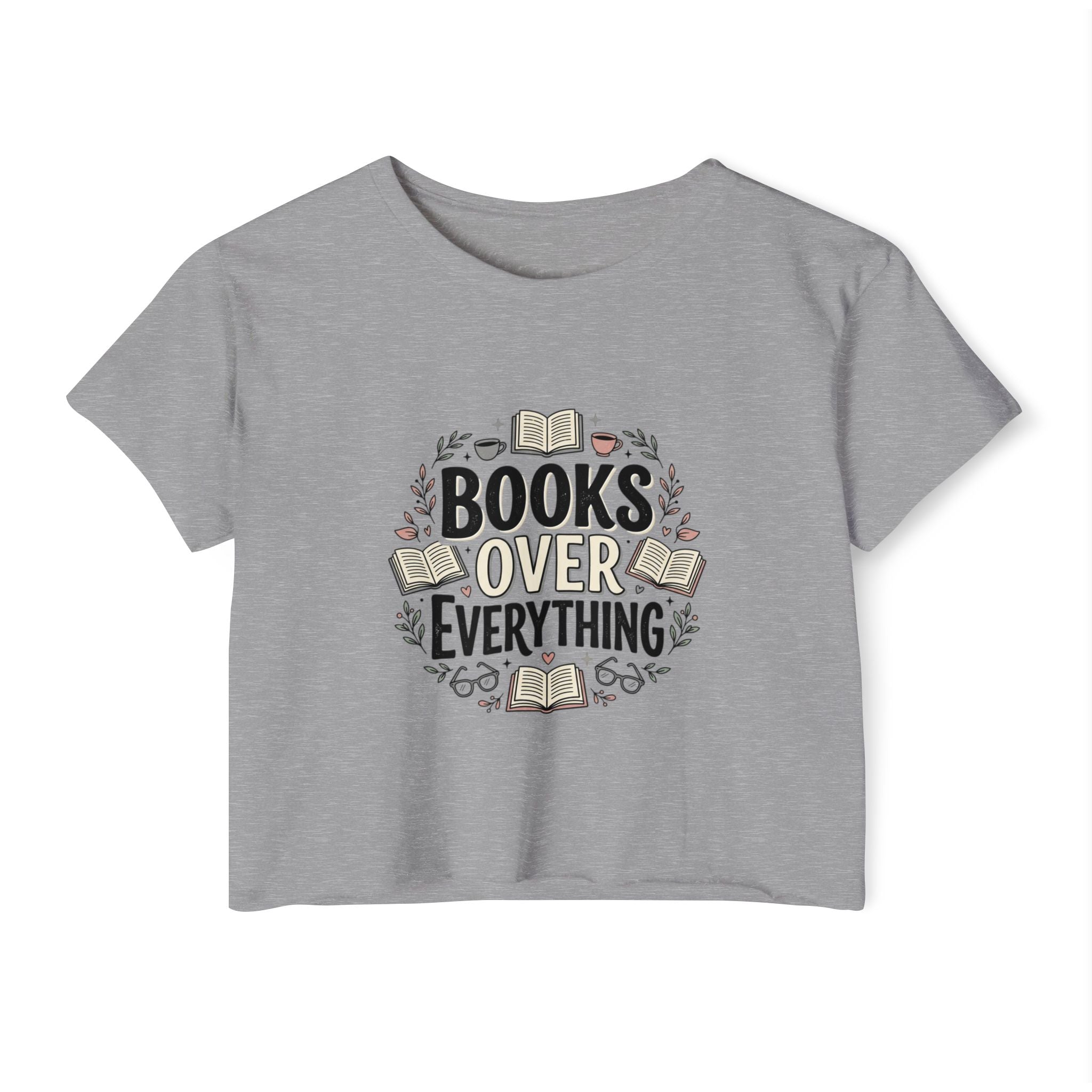 Books Over Everything Crop Top — Women's Literary Festival Tee