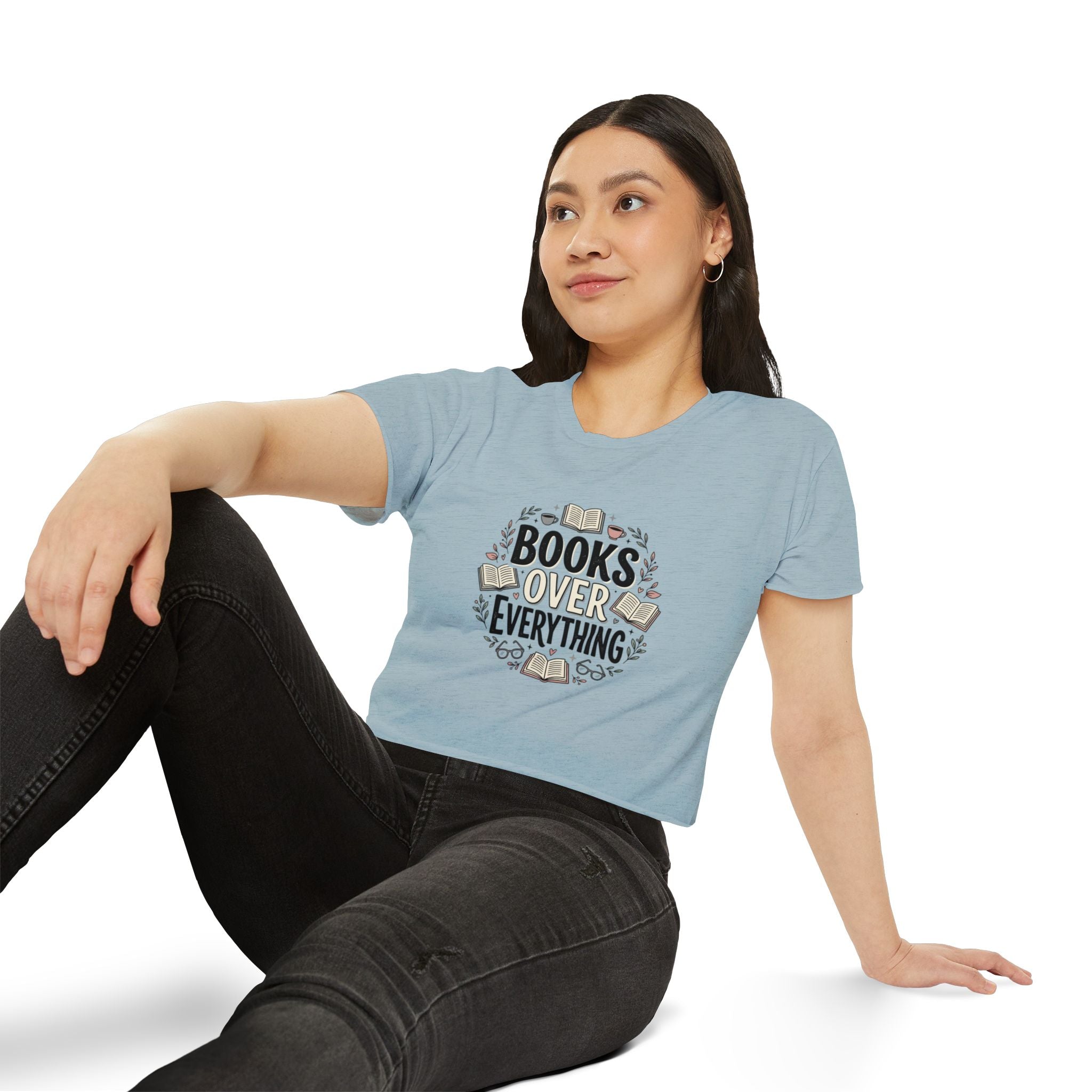Books Over Everything Crop Top — Women's Literary Festival Tee