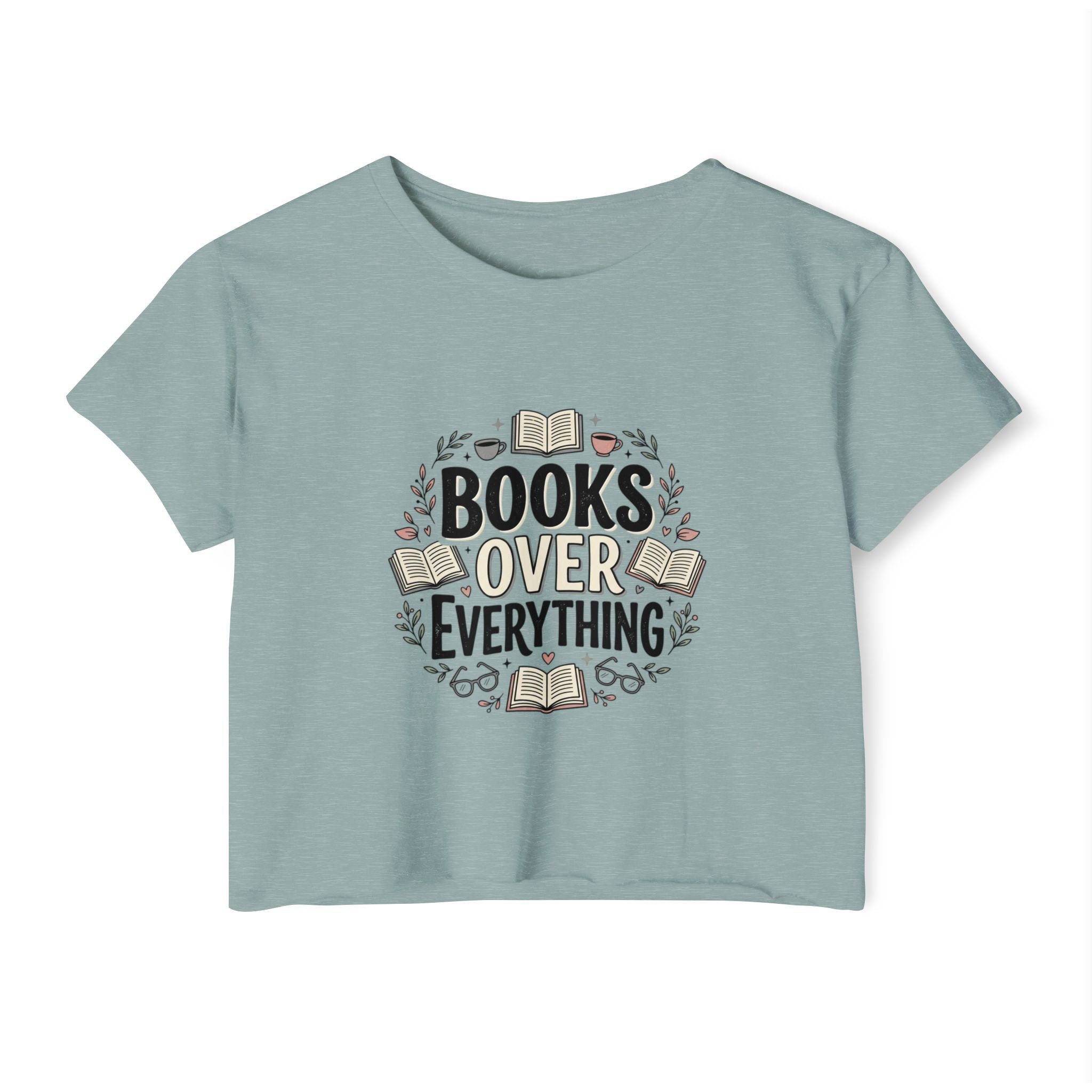 Books Over Everything Crop Top — Women's Literary Festival Tee