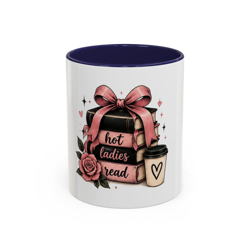 Hot Ladies Read stack of books coffee mug | Bookish coffee mug