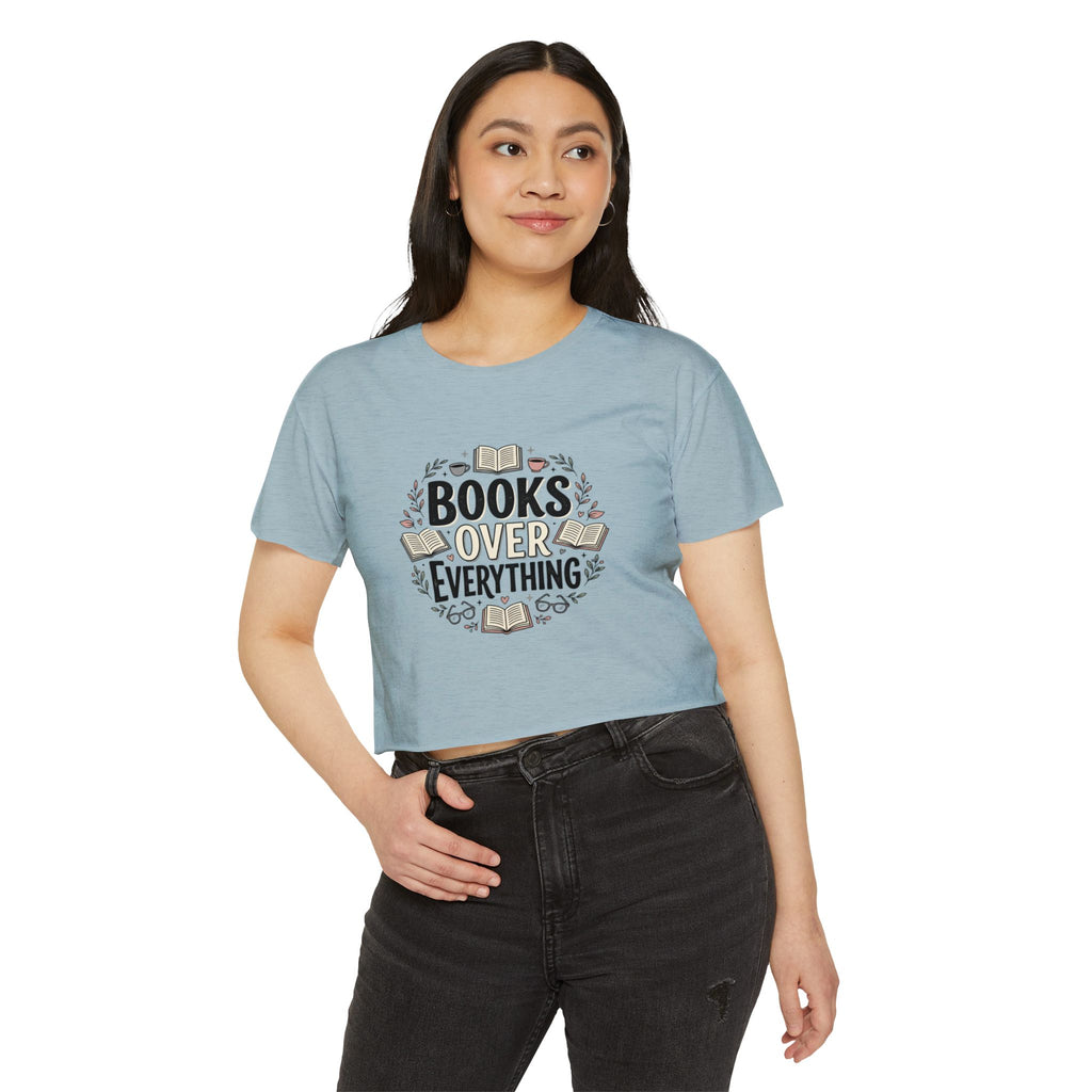 Books Over Everything Crop Top — Women's Literary Festival Tee