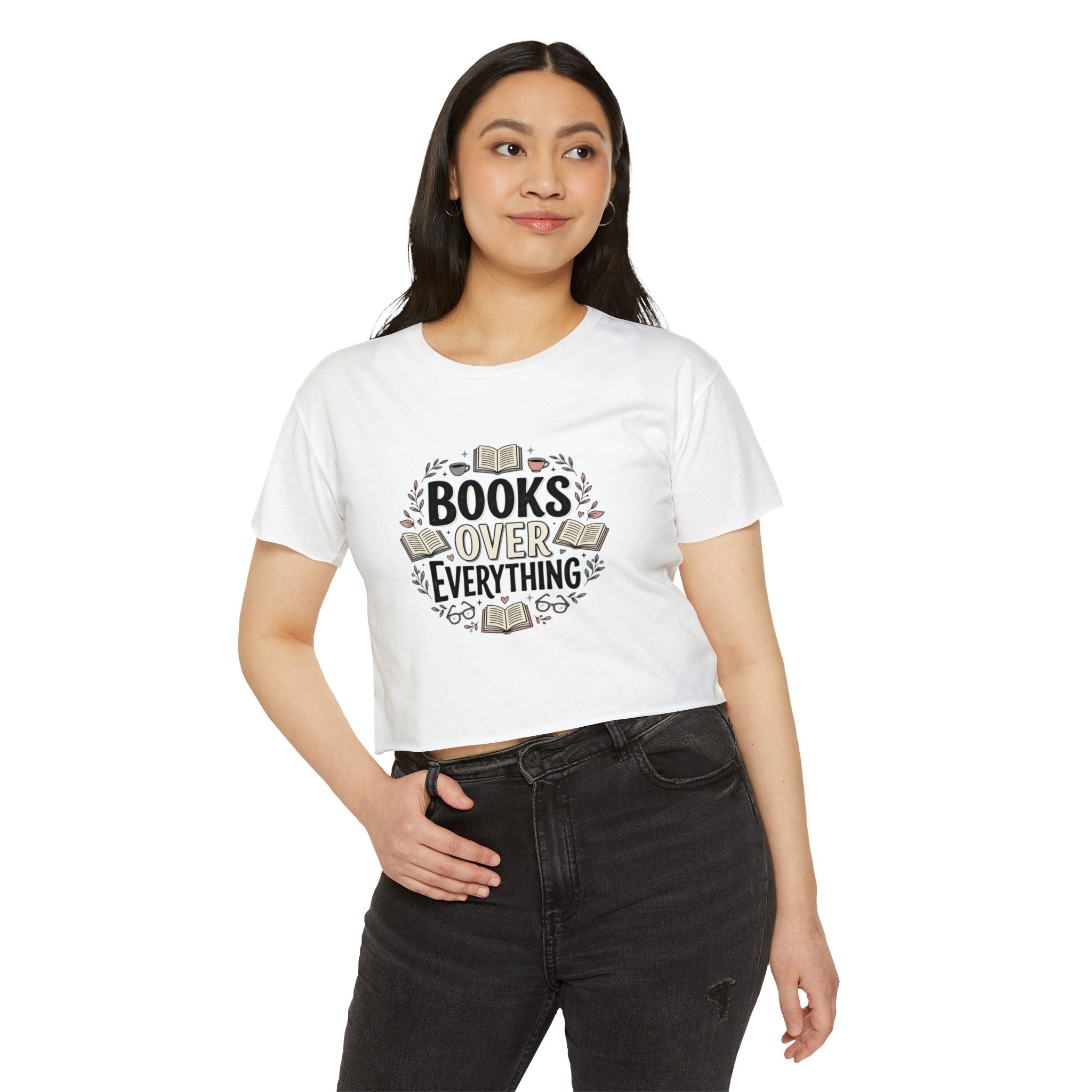 Books Over Everything Crop Top — Women's Literary Festival Tee