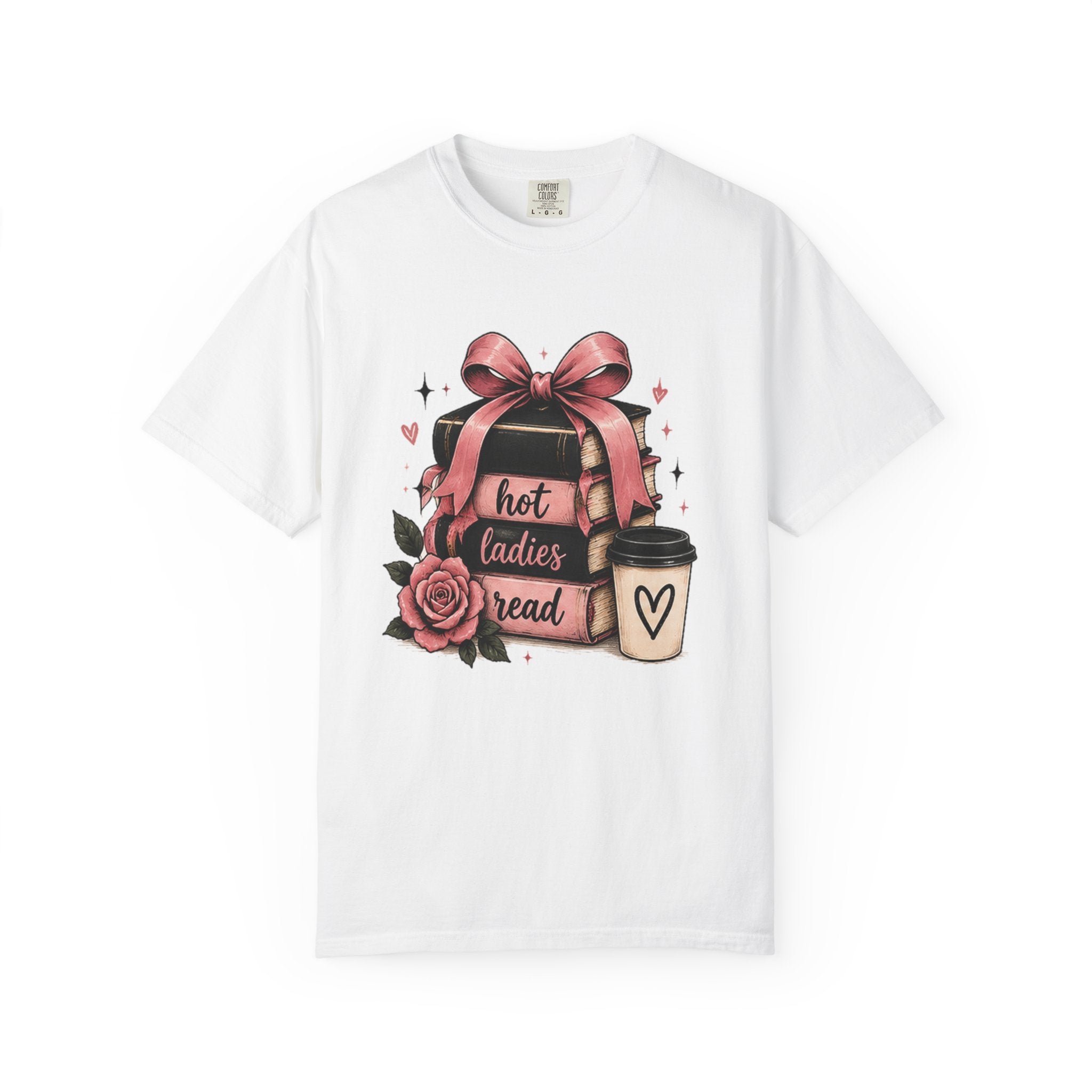Hot Ladies Bread T-shirt | Coffee Cup, Rose Ribbon Bakery Illustration