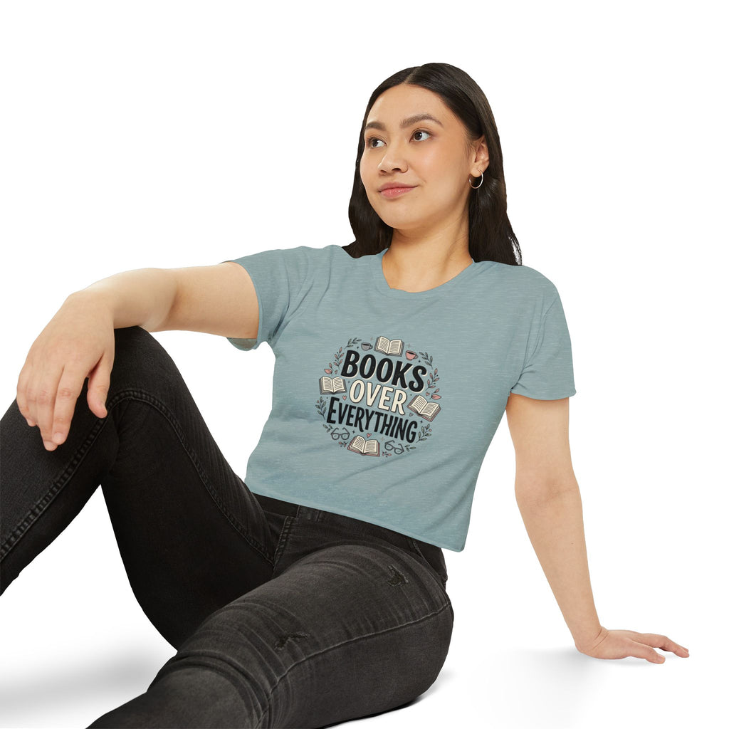 Books Over Everything Crop Top — Women's Literary Festival Tee