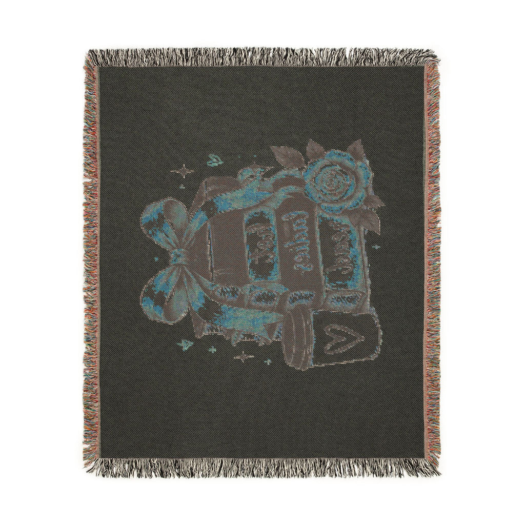 Stacked Books with Bow Woven Blanket | Cozy Reading Decor