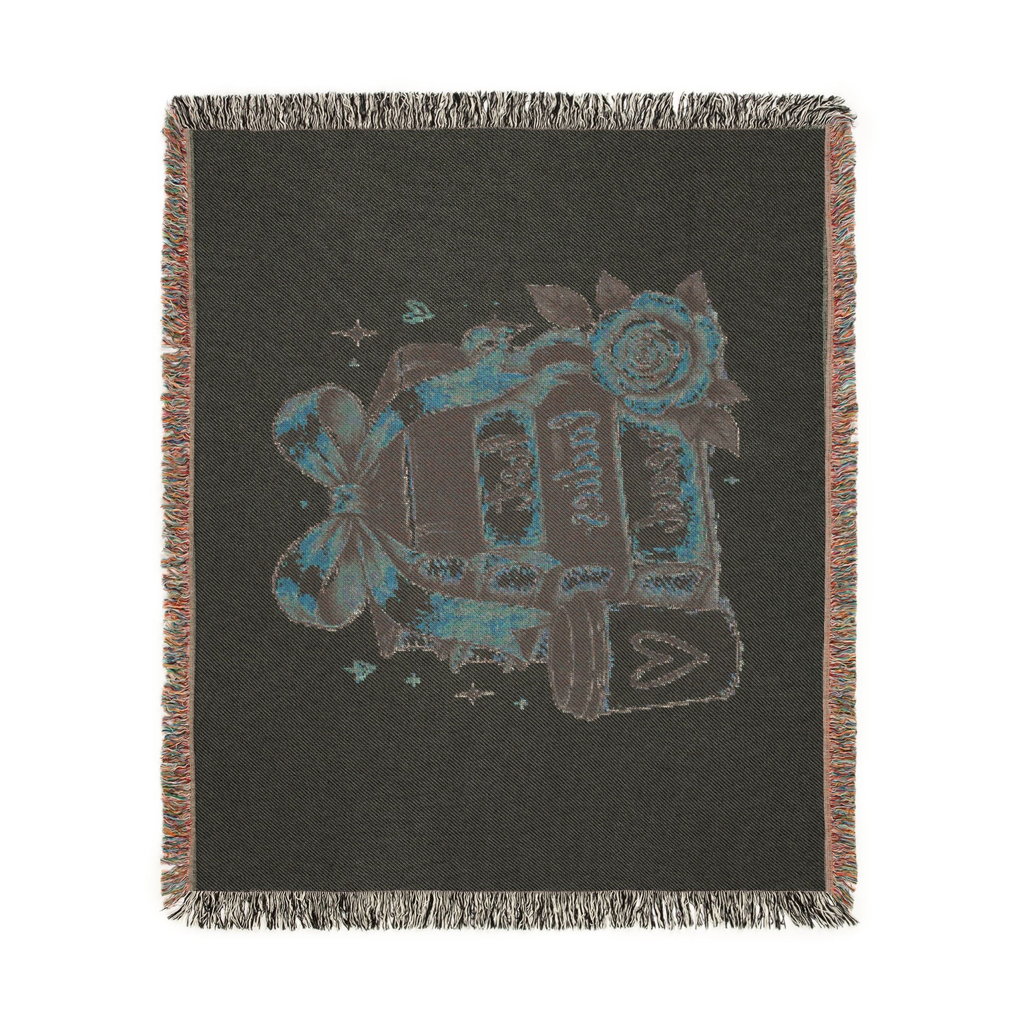Stacked Books with Bow Woven Blanket | Cozy Reading Decor