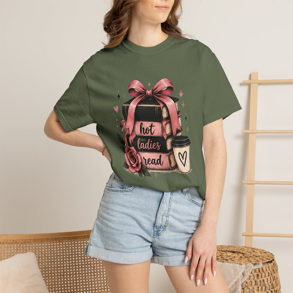 Hot Ladies Bread T-shirt | Coffee Cup, Rose Ribbon Bakery Illustration