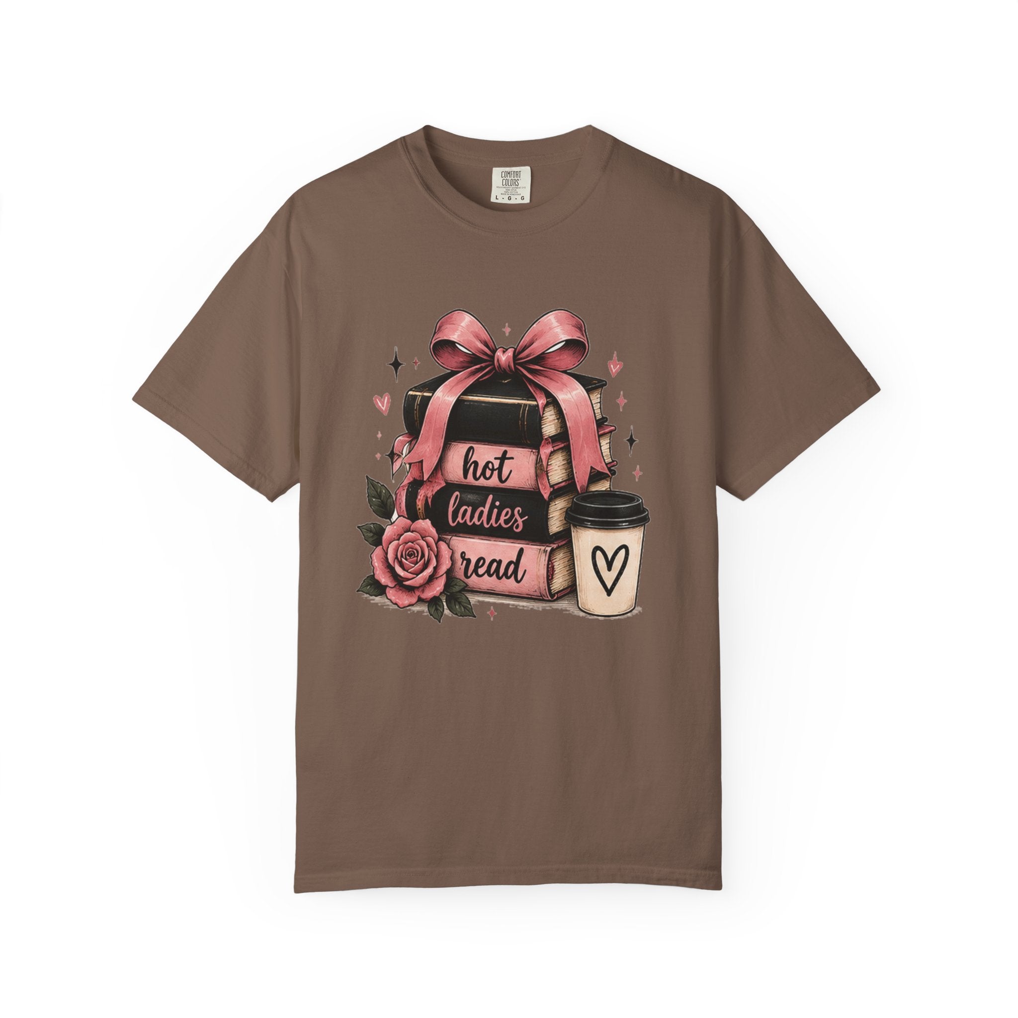 Hot Ladies Bread T-shirt | Coffee Cup, Rose Ribbon Bakery Illustration